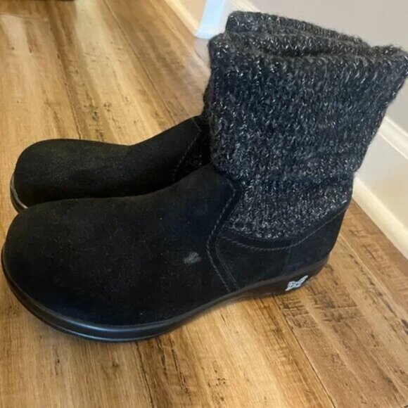 Alegria Black Knit Sweater Boots - Picture 2 of 5